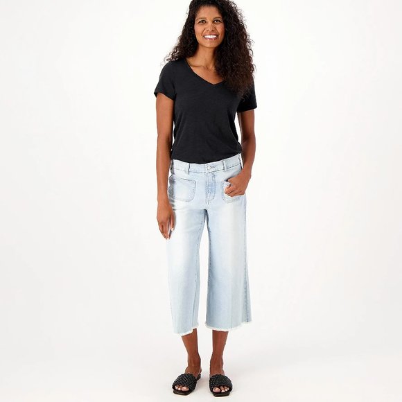NYDJ Higher Rise Patchie Major Wide-Leg Crop Jeans - Dunes - Picture 3 of 5
